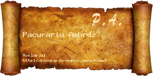 Pacurariu Ambró névjegykártya